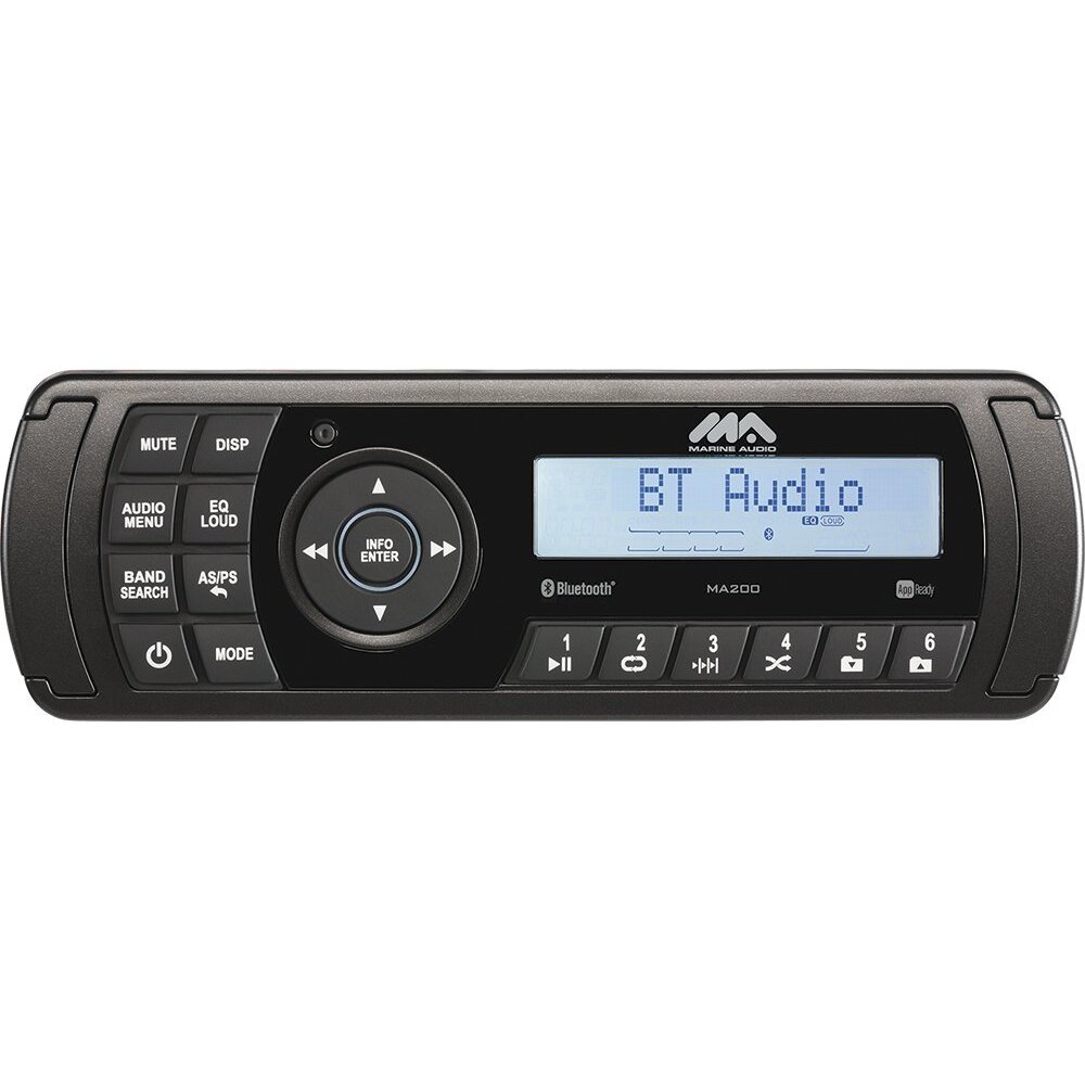 Marine Audio MA200 AM/FM Radio Receiver USB Port iPhone Control Bluetooth 160 Watt Waterproof Marine Stereo