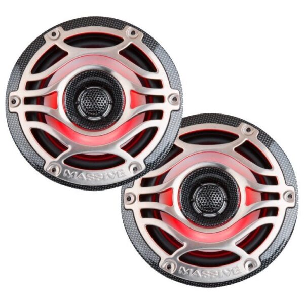 Massive T65S 6.5" 360 Watt Coaxial Waterproof Marine Speakers With RGB LED Accent Lights