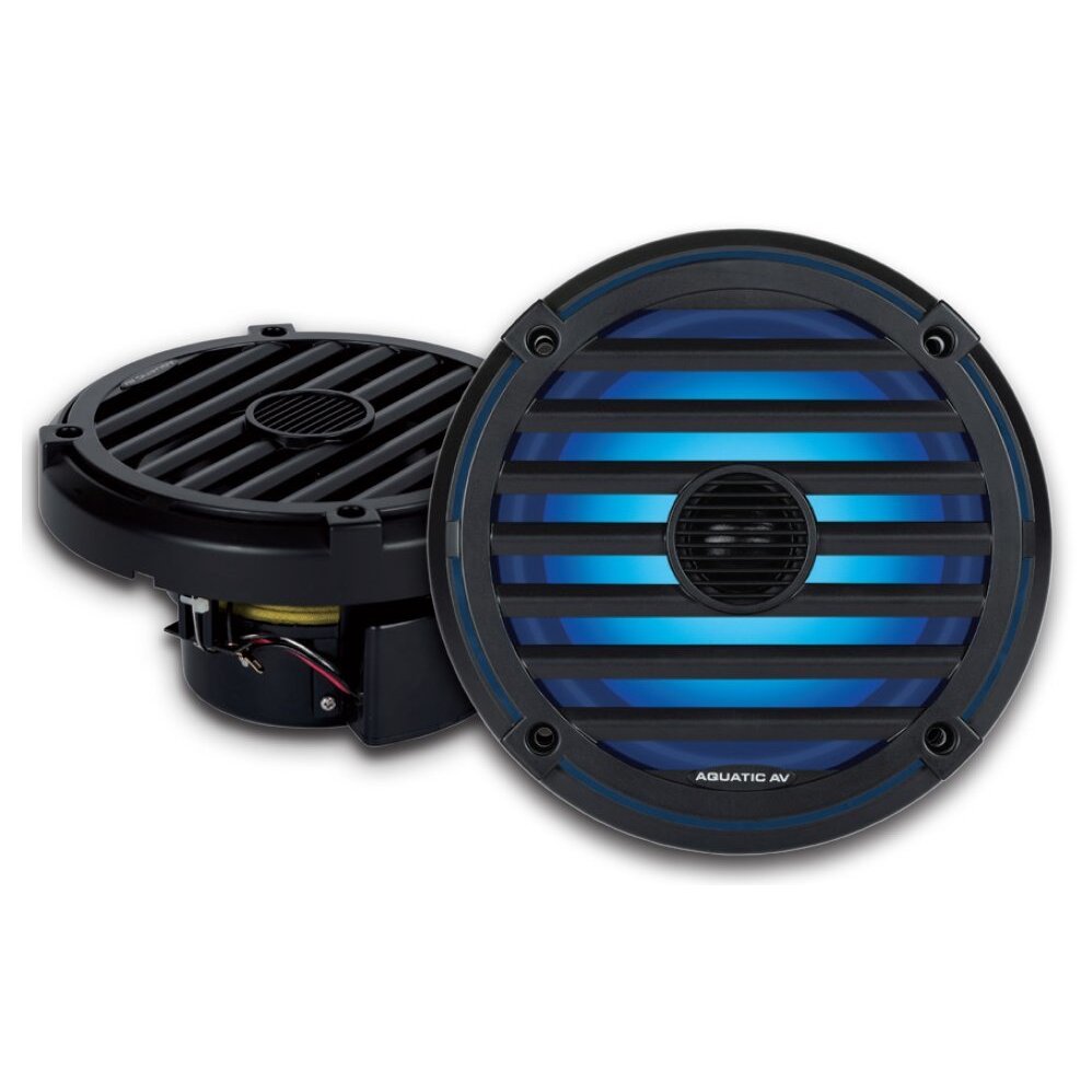 Aquatic AV EL422 Black Elite Series 120 Watt Waterproof Marine Speakers With RGB LED Lighting