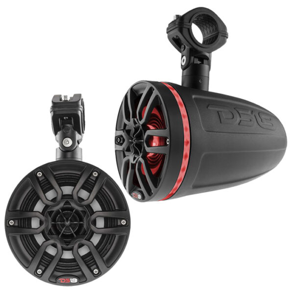 DS18 NXL6TPBK Black 6.5" 300 Watt Waterproof Wakeboard Tower Marine Speakers With RGB LED Accent Lighting