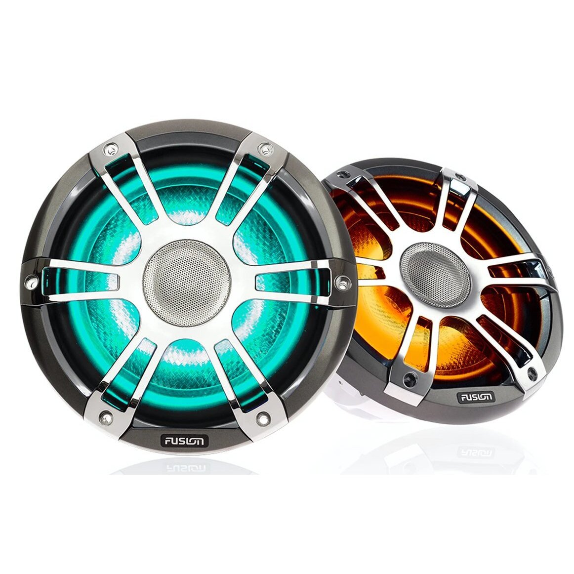 Fusion SG-CL652SPC Silver/Chrome 6.5" Signature Series 3 230 Watt Waterproof Marine Speakers With CRGBW LED Accent Lighting