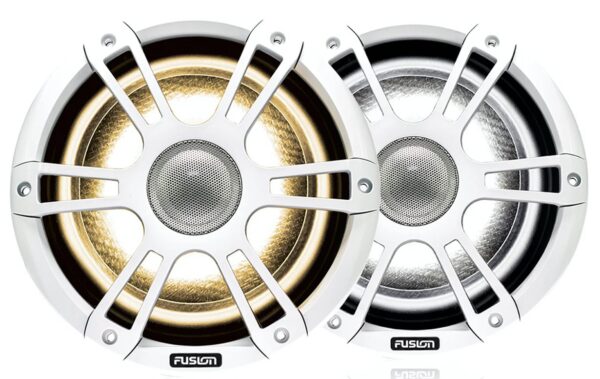 Fusion SG-CL772SPW White 7.7" Signature Series 3 280 Watt Waterproof Marine Speakers With CRGBW LED Accent Lighting