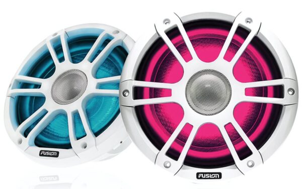Fusion SG-FL882SPW White 8.8" 330 Watt Waterproof Marine Speakers With CRGBW LED Accent Lights