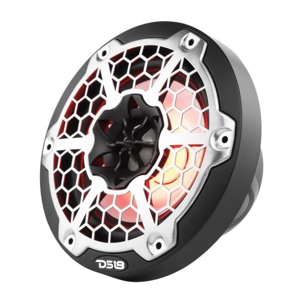 DS18 NXL-6M Black/Chrome 6.5" 300 Watt Coaxial Waterproof Marine Speakers With RGB LED Lights