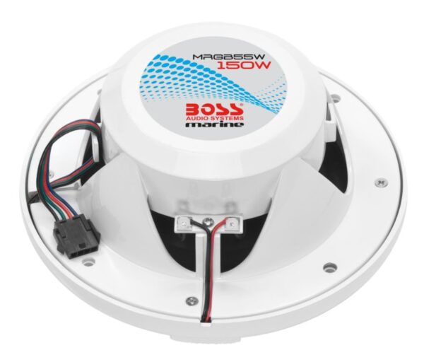 Boss Audio MRGB55W 5.25" White Coaxial Waterproof Marine Speakers With RGB LED Lighting