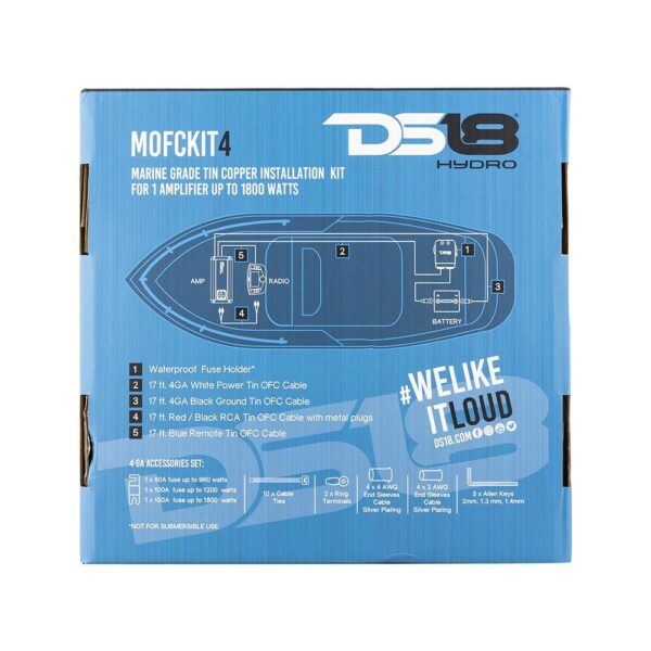 DS18 MOFCKIT4 4 Gauge Marine Grade Amplifier Install Kit