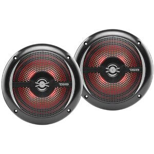 DS18 NXL6SLBK Black Hydro 6.5″ Coaxial 100 Watt Shallow Mount Waterproof Marine Speakers with RGB LED Lighting
