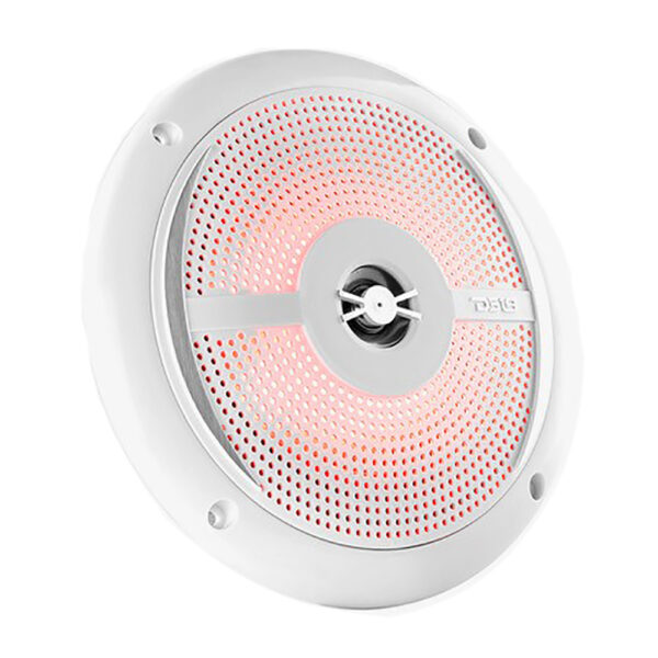 DS18 NXL6SLWH White Hydro 6.5" Coaxial 100 Watt Shallow Mount Waterproof Marine Speakers with RGB LED Lighting