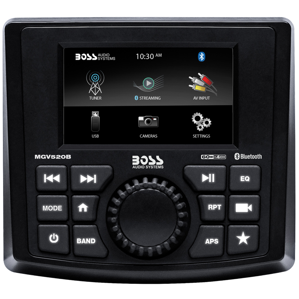 Boss Audio MGV520B AM/FM Radio Receiver USB Port Bluetooth Gauge Size Waterproof Marine Stereo With Color Display