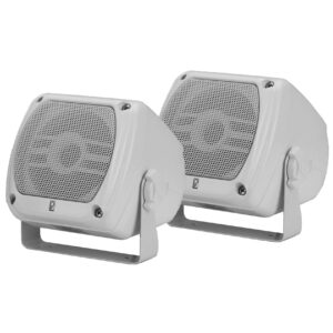 Poly-Planar MA840 White Sub Compact Dual Cone Box (pair) Waterproof Marine Speakers