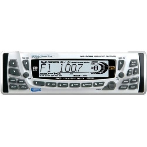 Boss Audio MR1600W AM/FM Radio Receiver CD Player White 240 Watts with Waterproof Wired Remote Marine Stereo