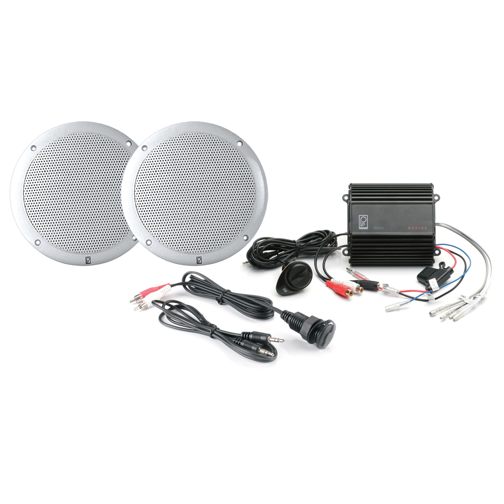 Poly-Planar MP3-KIT-AW 100 Watt Amp iPod/MP3 Adapter White Waterproof Speakers - Marine Stereo System