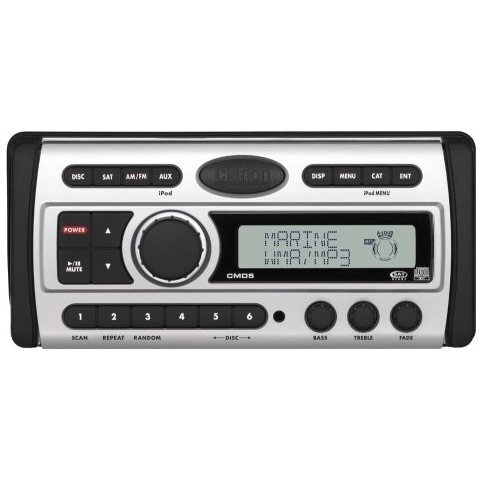 Clarion CMD5 AM/FM Radio Receiver CD Player Sirius Satellite Ready 200 Watts Waterproof CD Changer and iPod Control Marine Stereo