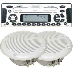 Fusion FCD-100MXM AM/FM Radio Receiver CD Player With FSM-65 Speakers - Waterproof Marine Stereo System