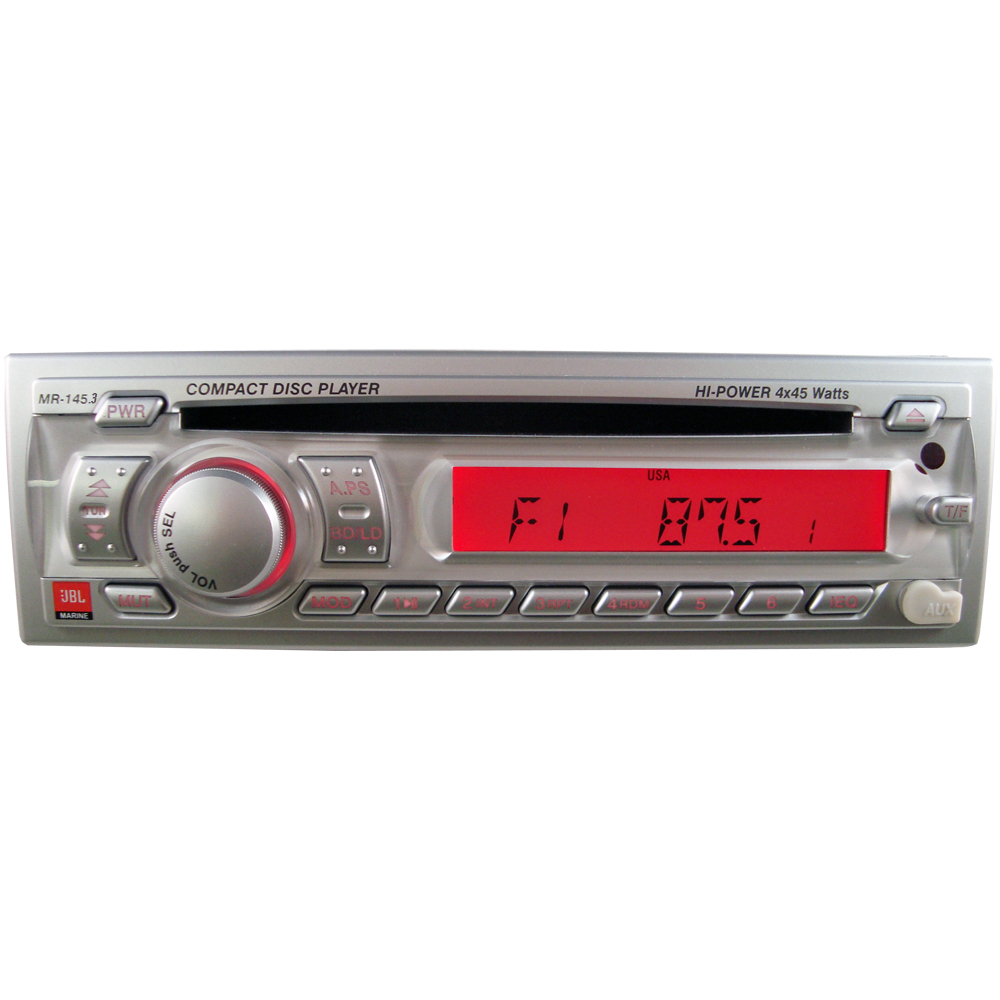JBL MR145.3 Silver AM/FM Radio Receiver CD Player USB Port 180 Watt Marine Stereo