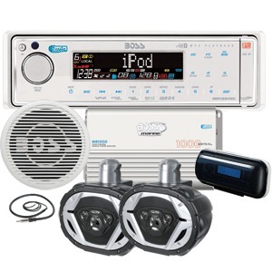 Boss Audio MCK1560DIWTB AM/FM Radio Receiver iPod Dock Wakeboard Tower Bundle - Marine Stereo System