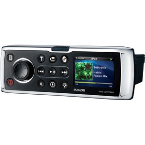 Fusion MS-AV700 AM/FM Radio Receiver CD/DVD Player/VHF Weather Band USB Port iPod Control SiriusXM Ready NMEA Compatible Multi-Zone Waterproof Marine Stereo
