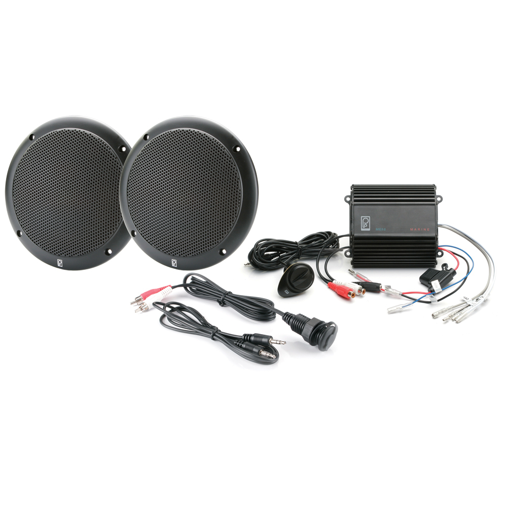 Poly-Planar MP3-KIT-AB 100 Watt Amp iPod/MP3 Adapter Black Waterproof Speakers - Marine Stereo System