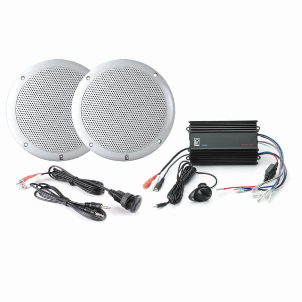 Poly-Planar MP3-KIT-4W 280 Watt Amp iPod/MP3 Adapter White Waterproof Speakers - Marine Stereo System