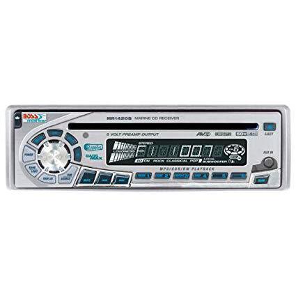 Boss Audio MR1420S Silver AM/FM Radio Receiver CD Player White 240 Watt Marine Stereo