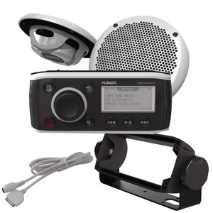 Fusion RA50KTSCB AM/FM Radio Receiver iPod/iPhone Waterproof Marine Stereo System With Gimbal Bracket iPod Cable 2 Waterproof Speakers