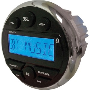 JBL PRV170 AM/FM Radio Receiver MP3 USB Port Bluetooth Audio Streaming Gauge Size 180 Watt Waterproof Marine Stereo