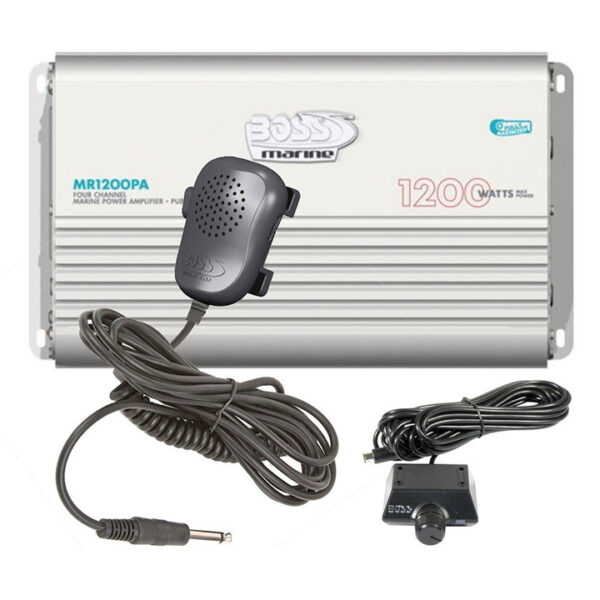 Boss Audio MR1200PA 4 Channel 1200 Watt Marine Amplifier With Built in PA System