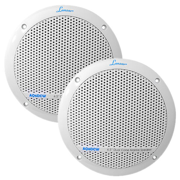 Lanzar AQ6DCW White 6.5" 360 Watt Dual Cone Waterproof Marine Speakers