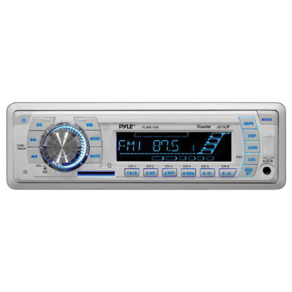 Pyle PLMR19W White AM/FM Radio Receiver MP3 USB Port SD Card Slot Weather Band 200 Watt Marine Stereo