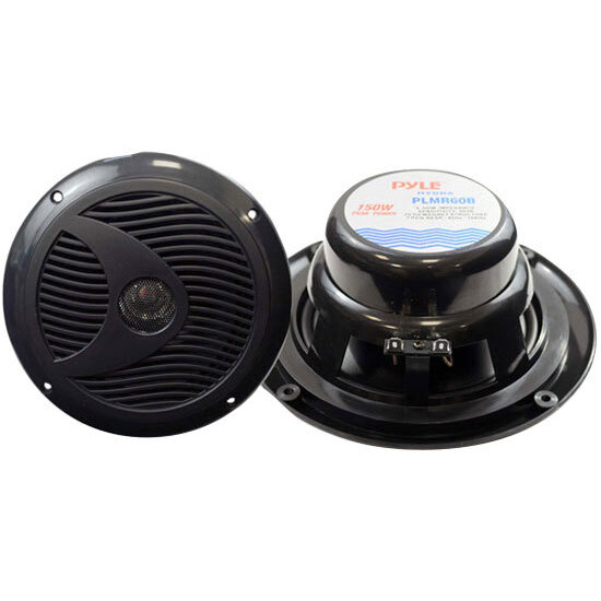 Pyle PLMR60B Black 6.5" 150 Watt Dual Cone Waterproof Marine Speakers