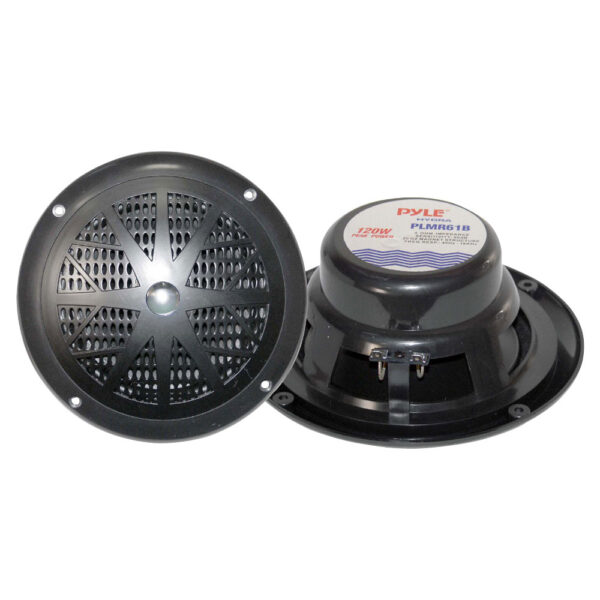 Pyle PLMR61B 6.5" Black 120 Watt Dual Cone Waterproof Marine Speakers