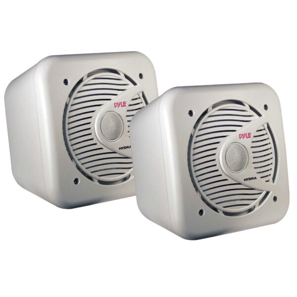 Pyle PLMR63 6.5" White 200 Watt Surface Mount Box Waterproof Marine Speakers