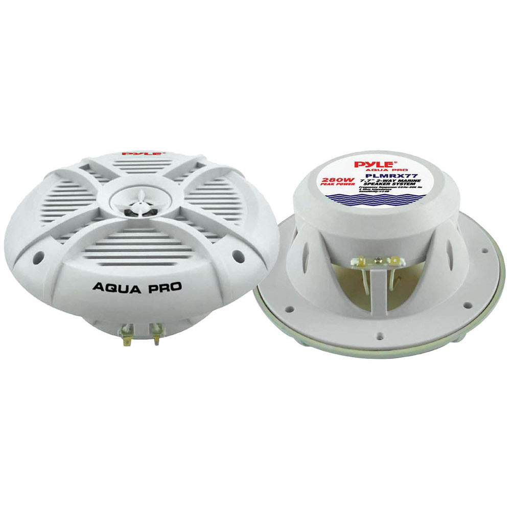 Pyle PLMRX77 White 7" 280 Watt Waterproof Marine Speakers