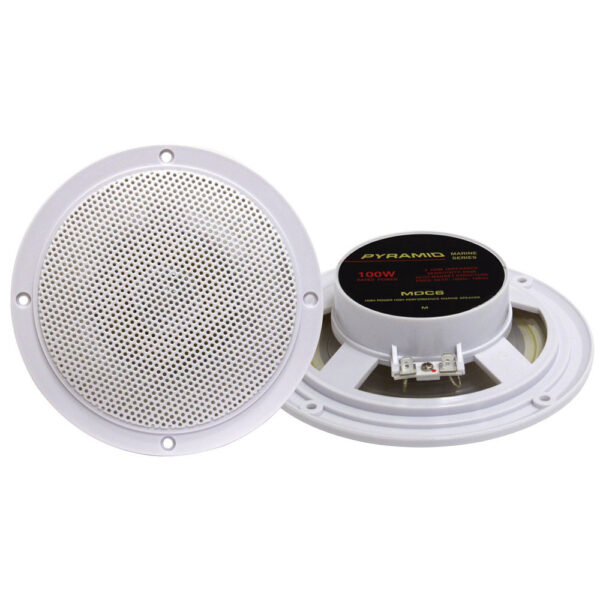 Pyramid MDC6 White 5.25" 100 Watt Dual Cone Waterproof Marine Speakers