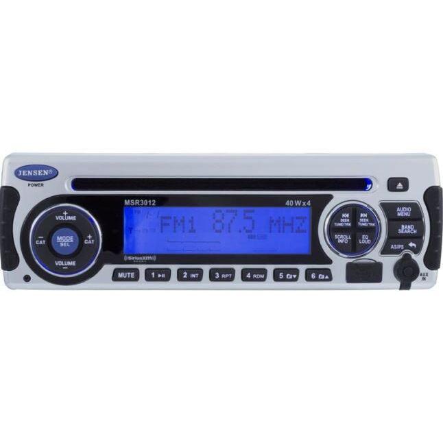 Jensen MSR3012RTL Silver (Amber Display) AM/FM Radio Receiver CD Player iPod USB Port SiriusXM Satellite Radio Ready 160 Watts Marine Stereo