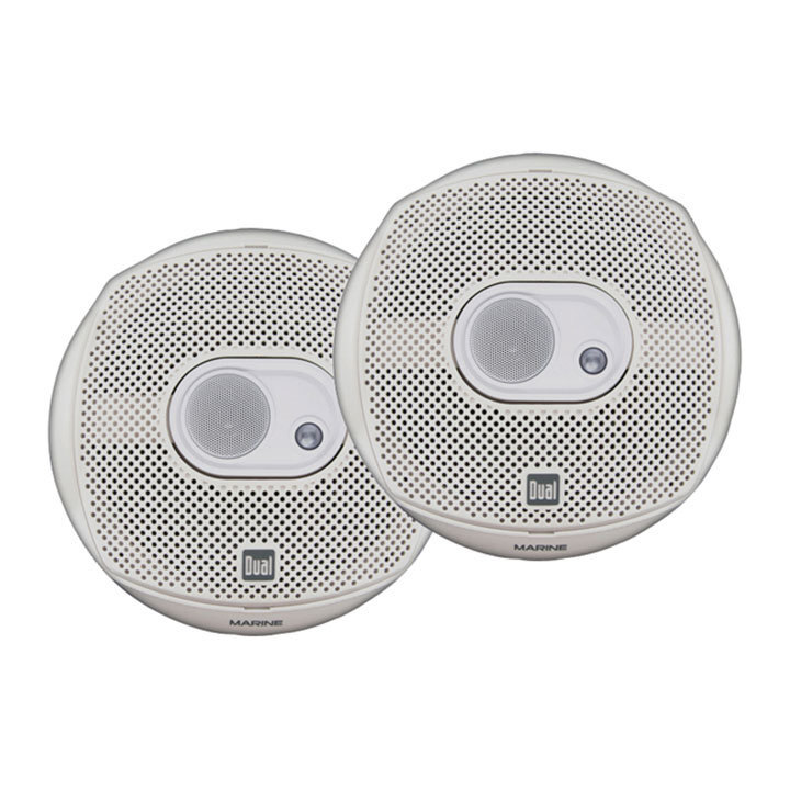 Dual DMS365 White 6.5" 3-Way Coaxial 120 Watt Waterproof Marine Speakers