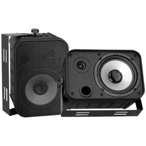 Pyle PDWR50B Black 6.5″ 500 Watt Component 2 Way Box Waterproof Marine Speakers