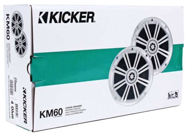 Kicker 41KM604W White 6.5" Coaxial 150 Watt Waterproof Marine Speakers