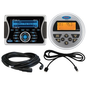 Jensen JMS2212 Silver AM/FM Radio Receiver MP3 WMA Weather Band Sirius Ready iPod/MP3 Player Control USB Port Waterproof Marine Stereo With iPod Cable And Additional Wired Remote