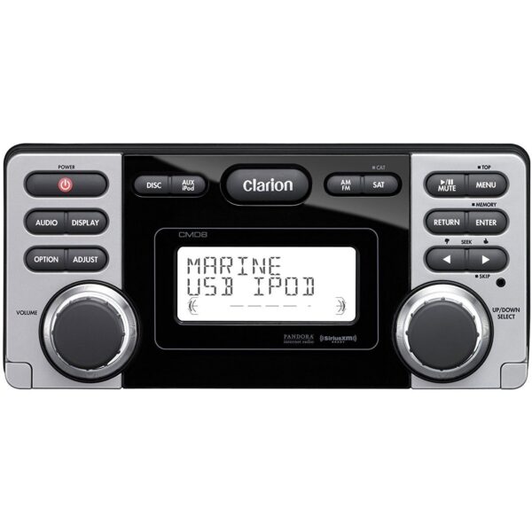 Clarion CMD8 AM/FM Radio Receiver CD Player SiriusXM Satellite Ready USB Port iPod Control Waterproof Marine Stereo