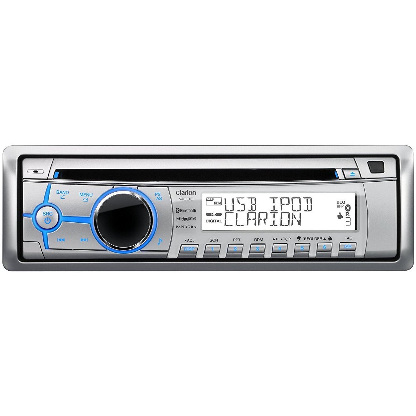 Clarion M303 AM/FM Radio Receiver CD Player USB Port Port Bluetooth iPod/iPhone Control Pandora SiriusXM Satellite Ready 180 Watt Marine Stereo