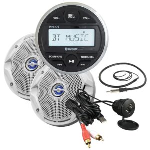 JBL MPK175 AM/FM Radio Receiver MP3 USB Port Bluetooth Waterproof Marine Stereo With 2 Coaxial Waterproof Speakers