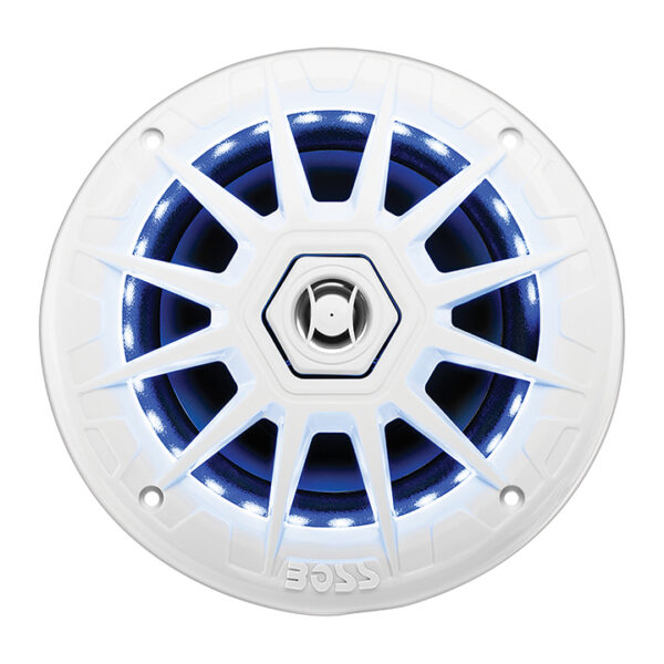 Boss Audio MRGB65 6.5" White Coaxial 100 Watt Waterproof Marine Speakers With RGB LED Accent Lighting (pair)