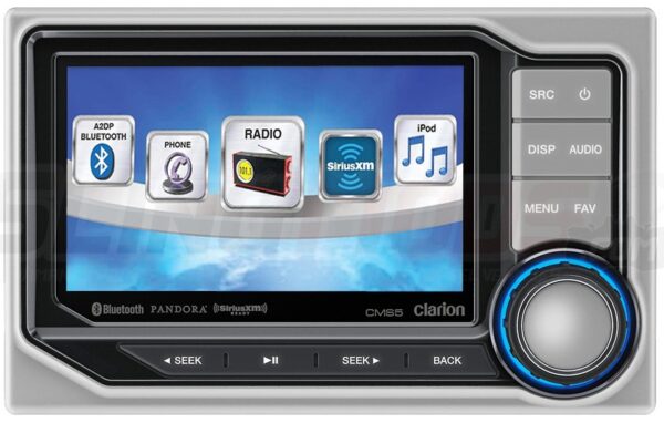 Clarion CMS5 AM/FM Radio Receiver USB Bluetooth iPod/iPhone Control Weather Band SiriusXM Ready Color Display 200 Watt Waterproof Marine Stereo