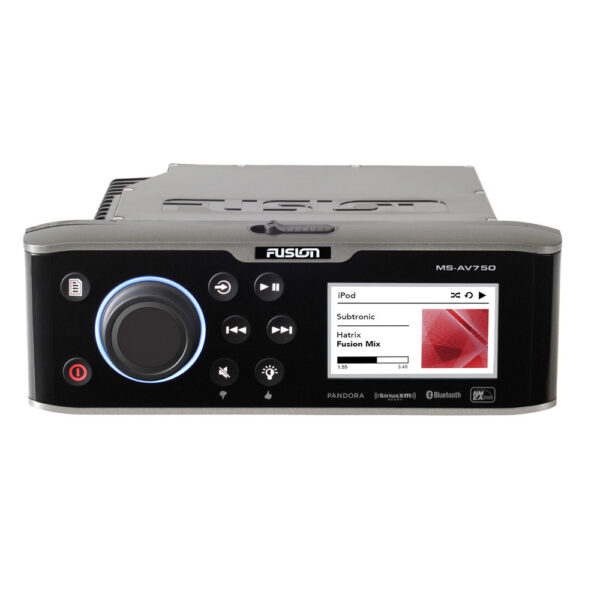 Fusion AV750 AM/FM Radio Receiver CD/DVD Player USB iPhone Control Bluetooth Color Display SiriusXM Ready 4 Zone Waterproof Marine Stereo