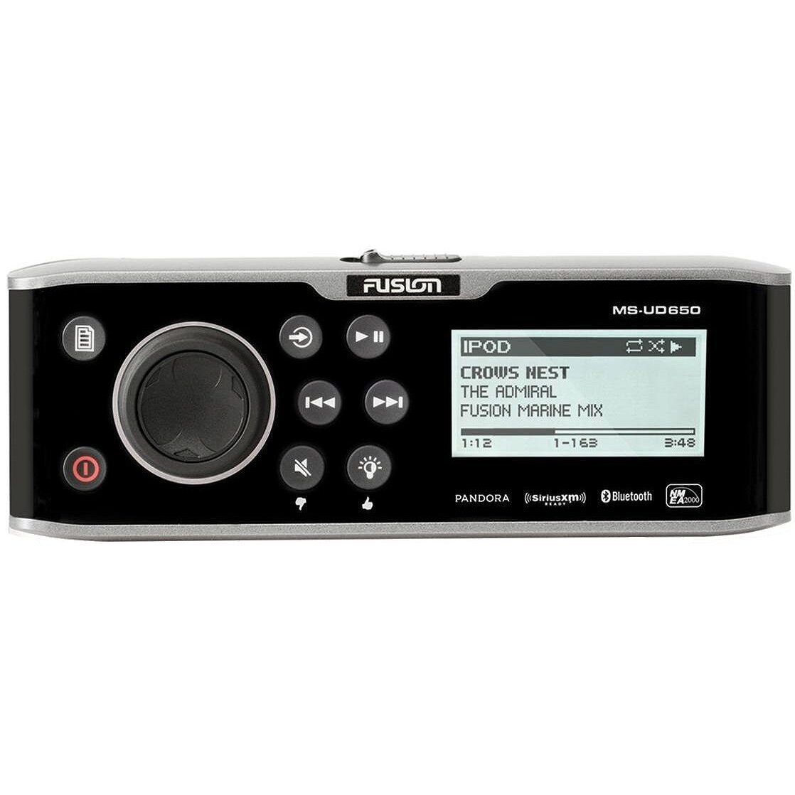 Fusion MS-UD650 AM/FM Radio Receiver USB iPhone Control Bluetooth 3 Zone SiriusXM Ready Internal Dock Waterproof Marine Stereo