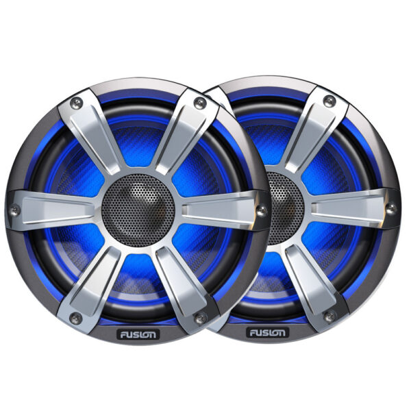 Fusion SG-FL77SPC Gray/Chrome 7.7" 280 Watt Waterproof Marine Speakers With LED Lighting