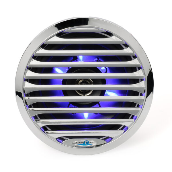 Aquatic AV AQ-SPK6.5-4LC Chrome 6.5" 100 Watt Coaxial Waterproof Marine Speakers With LED Accent Lighting