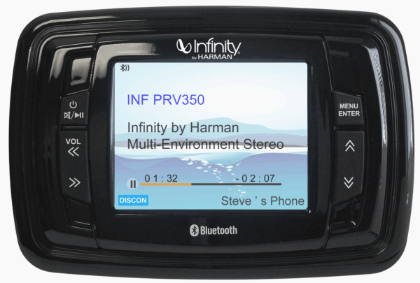 Infinity PRV-350 AM/FM Radio Receiver USB Port Bluetooth SiriusXM Satellite Ready Waterproof Marine Stereo With 3.5" Color Display