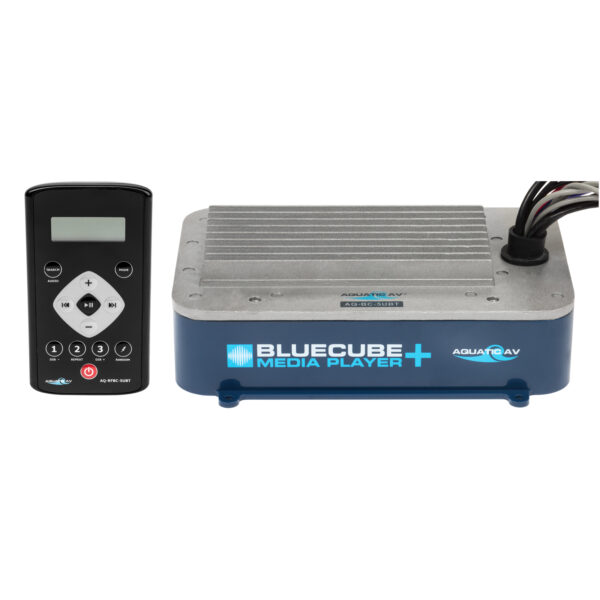 Aquatic AV AQ-BC-5UBT Blue Cube + FM/USB Port iPod/iPhone Control Hide Away Bluetooth 288 Watt Waterproof Marine Stereo